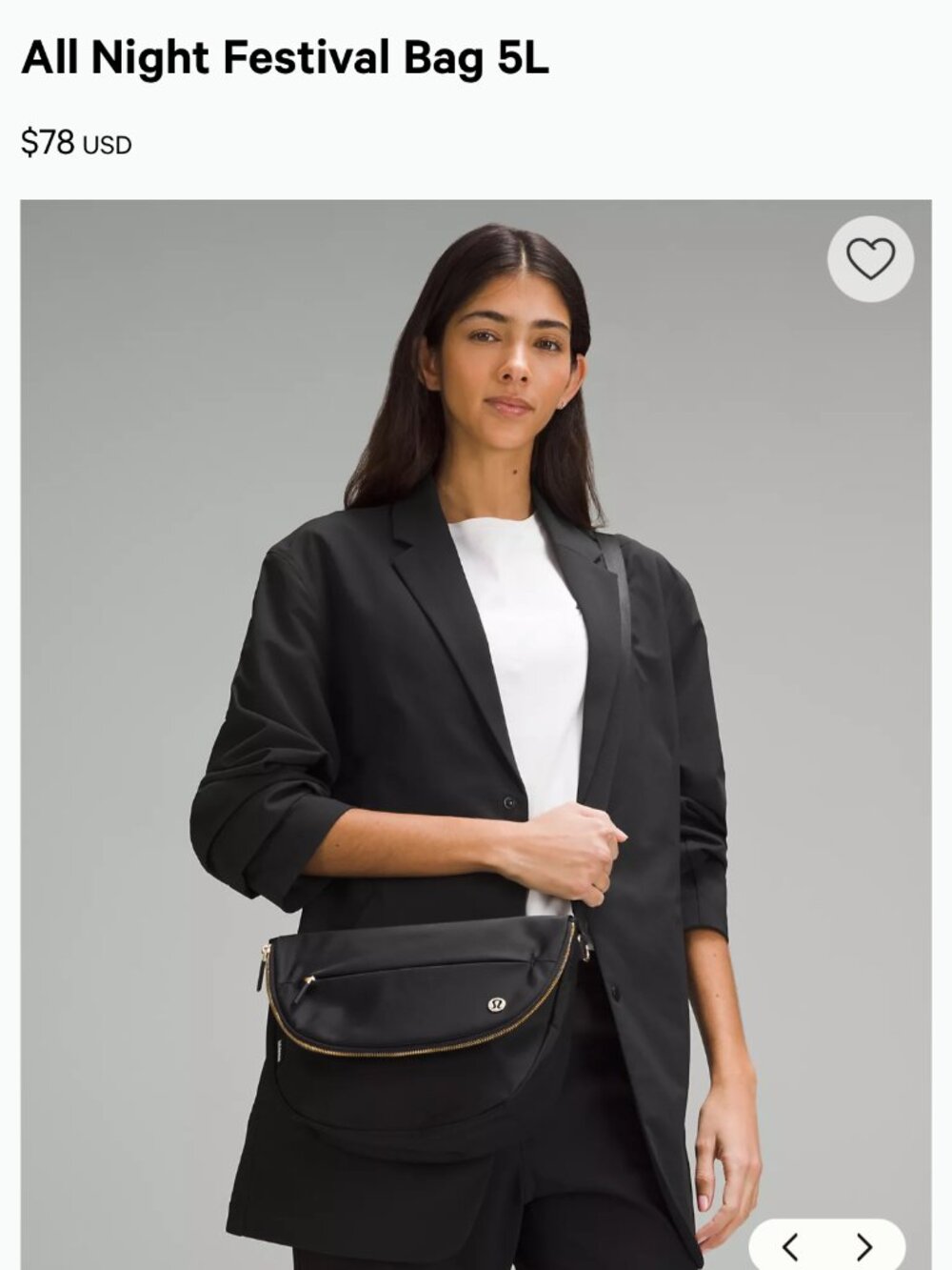 Lululemon All Night Festival Bag 5L – Black/Gold